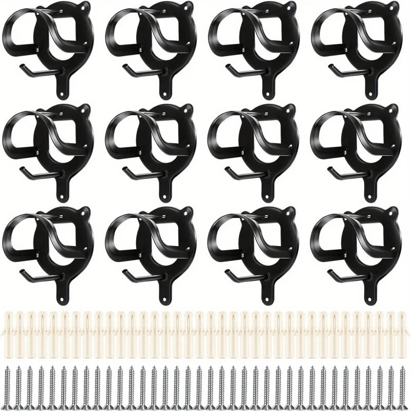Black Metal Saddle Racks with Hooks, Pipes & Screws - Durable Horse Nail Storage and Neck Hanging Brackets Bar