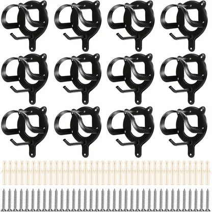 Black Metal Saddle Racks with Hooks, Pipes & Screws - Durable Horse Nail Storage and Neck Hanging Brackets Bar