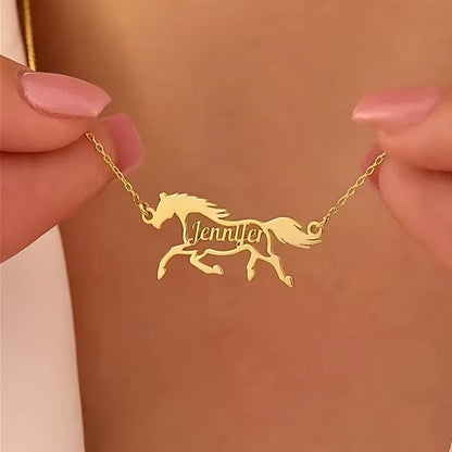 Custom Personalized Horse Name Necklace –  Stainless Steel Equestrian Pendant @ ghoddosh.com