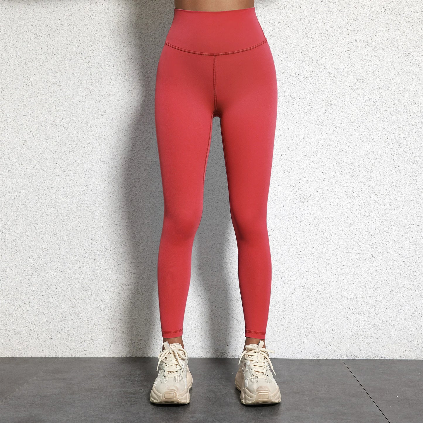 Person wearing bright pink leggings  - Solid Color Classic Soft High Waist Legging  - Women  Sports  Athletic Pants / ghoddosh.com