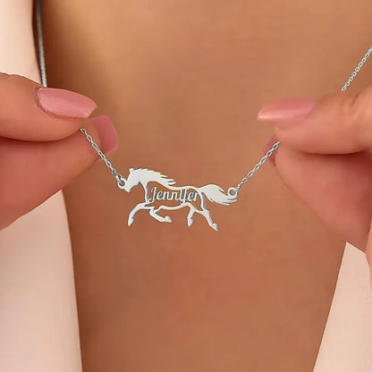 Custom Personalized Horse Name Necklace –  Stainless Steel Equestrian Pendant @ ghoddosh.com