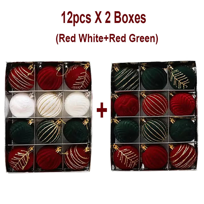 6/12pcs 6cm Wine Red Christmas Ball Ornaments / Available in Dark Green / White Christmas Tree Party Decoration @ghoddosh.com