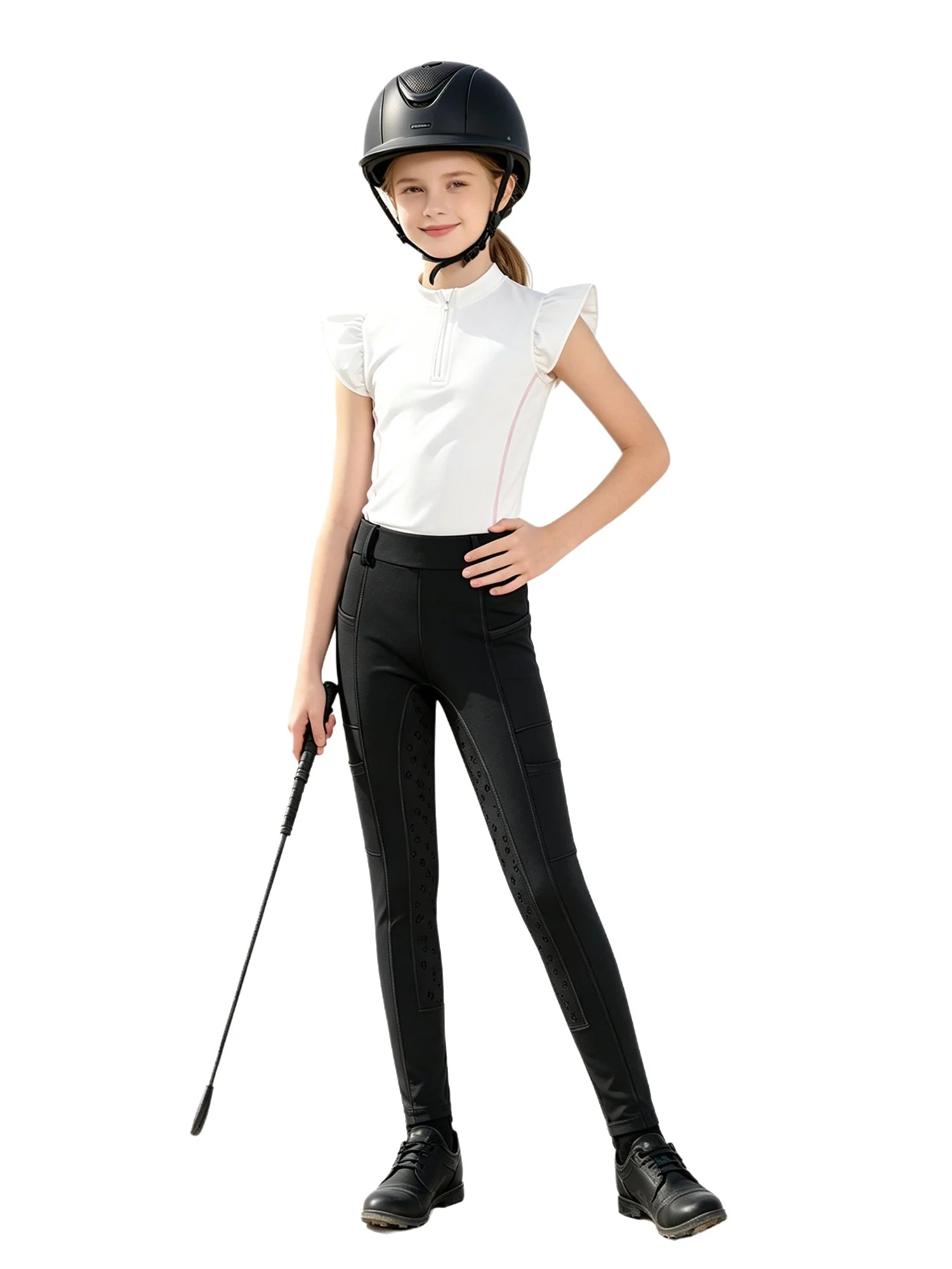 Girls' Equestrian Outfit Set Performance Riding Top & Anti-Slip Full-Seat Breeches @ ghoddosh.com