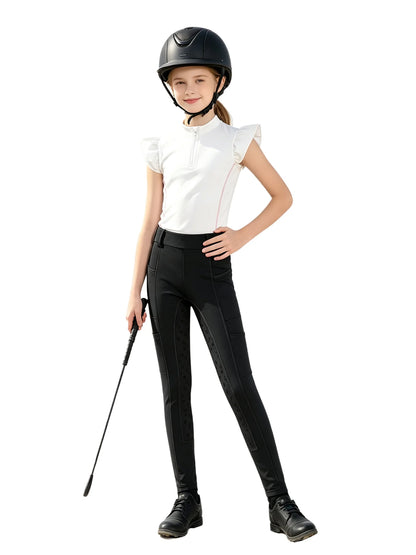  Girls' Equestrian Outfit Set Performance Riding Top & Anti-Slip Full-Seat Breeches @ ghoddosh.com