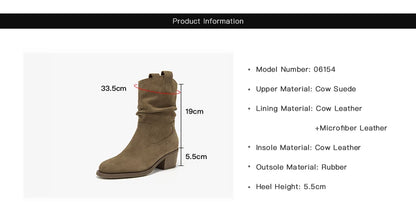 Classy Elegant  Women Suede Ankle Boots - Pointed Toe  Ladies  Handmade Half Boots - ghoddosh.com