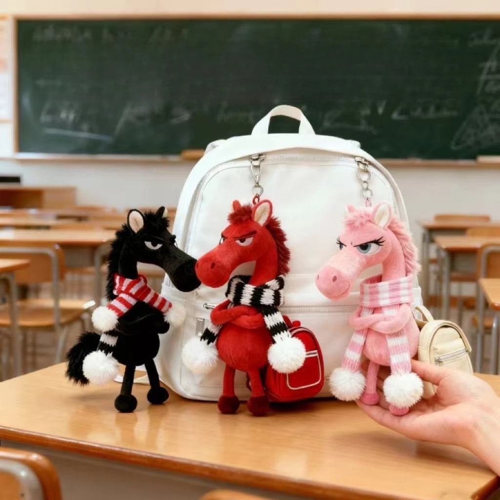 2026 New Black Horse Backpack Ornament / Plush Keychain Back Bag Cartoon Décor @ghoddosh.com