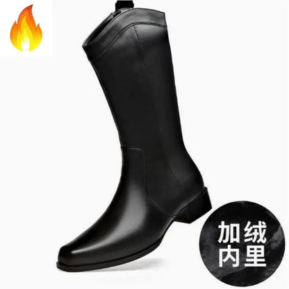 Men's Genuine Leather High Boots – Winter Plush Lining Riding Boots @ ghoddosh.com