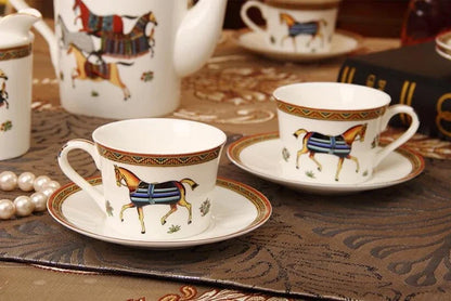 Teacup and saucer with horse design @ghoddosh.com