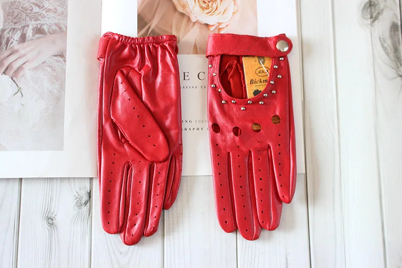  Equestrian Summer  Women's  Leather Gloves / Unlined Fashion Hollow Out Style . Ghoddosh