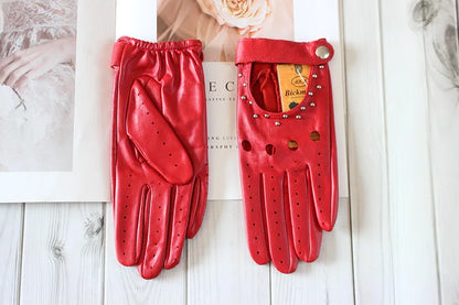  Equestrian Summer  Women's  Leather Gloves / Unlined Fashion Hollow Out Style . Ghoddosh