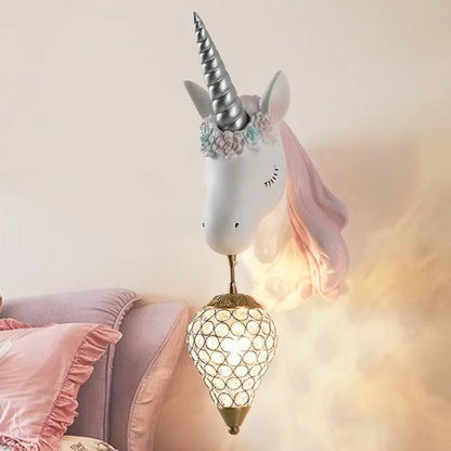 Modern Unicorn Wall Mounted Light – Creative Children's Bedroom Décor & Bedside Reading Sconce @ ghoddosh.com