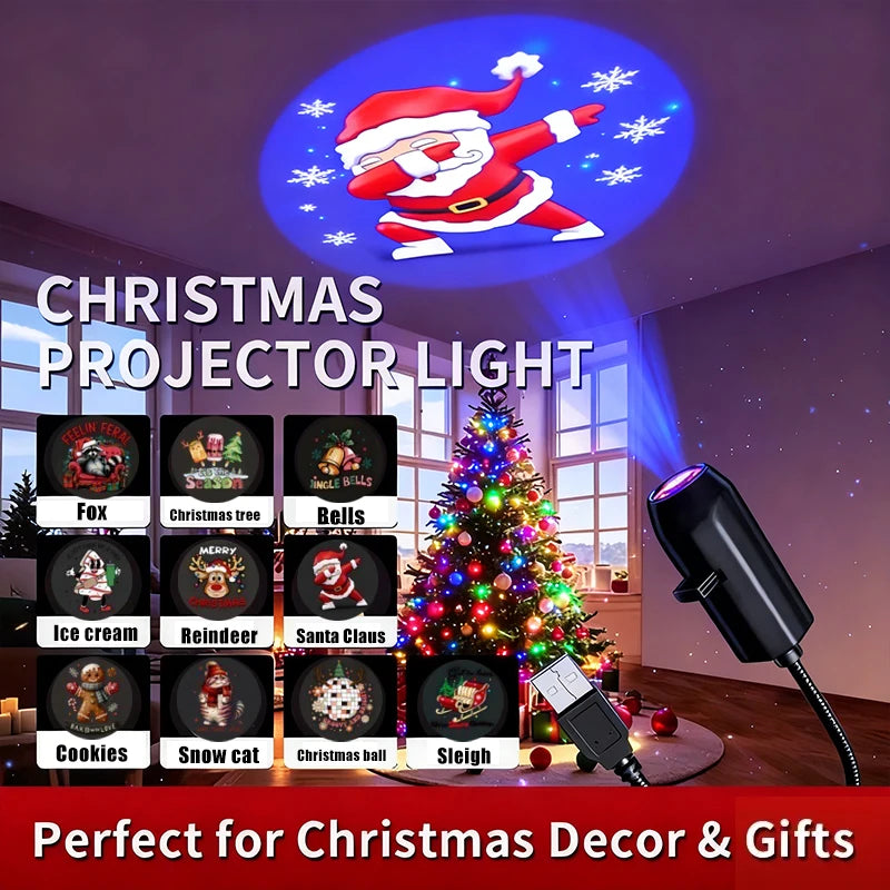 USB-Powered LED Night Light with 10 Christmas Patterns / 360°Rotation @ ghoddosh.com