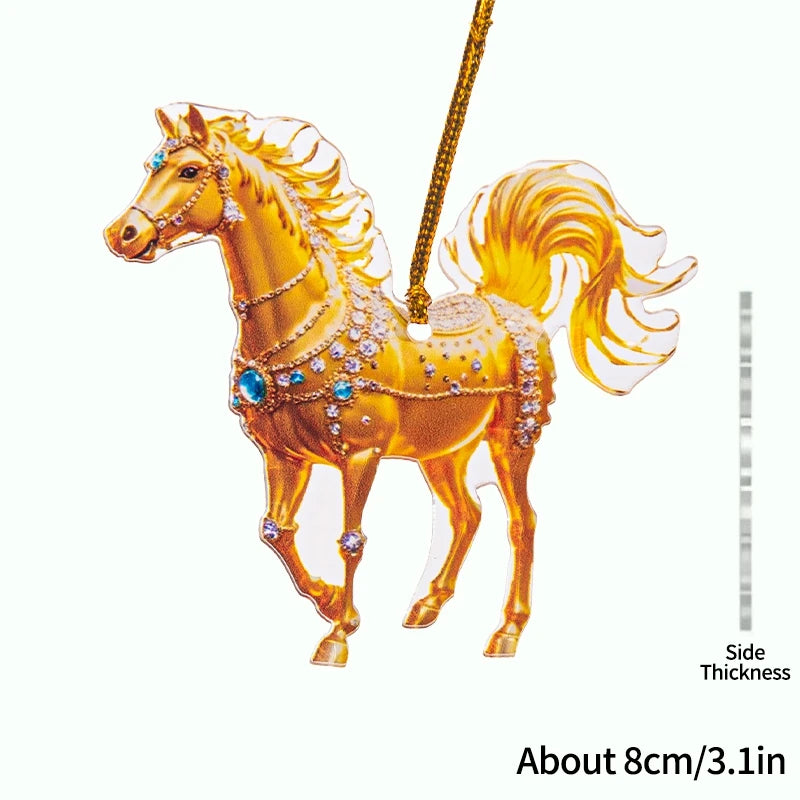 2D Acrylic Horse  Hanging Christmas Tree Ornaments - Ghoddosh.com