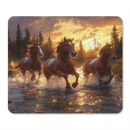 Printed horse pattern  anti-slip rubber computer mousepad @ghoddosh.com