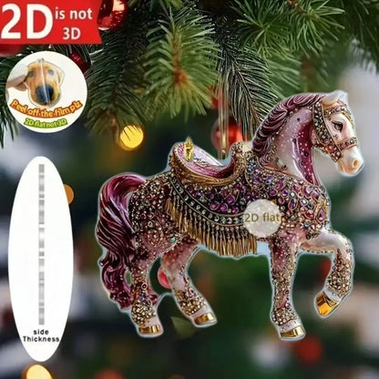 2D Acrylic Horse Christmas Pendant / Magical Horse  Tree Ornament @ghoddosh.com