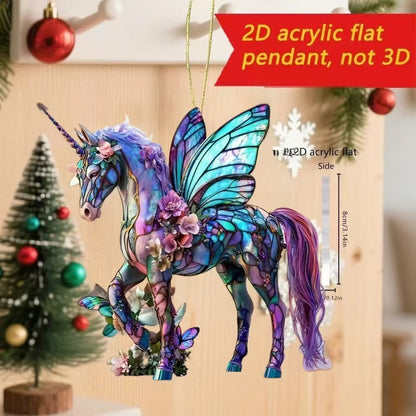 2D Acrylic Horse Christmas Pendant / Magical Horse  Tree Ornament @ghoddosh.com