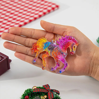 2D Acrylic Horse  Hanging Christmas Tree Ornaments - Ghoddosh.com