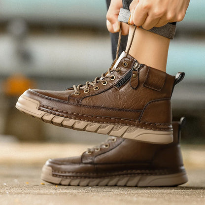 Men's Premium Leather Ankle Boots. Comfortable , Non Slip Footwear - Ghoddosh