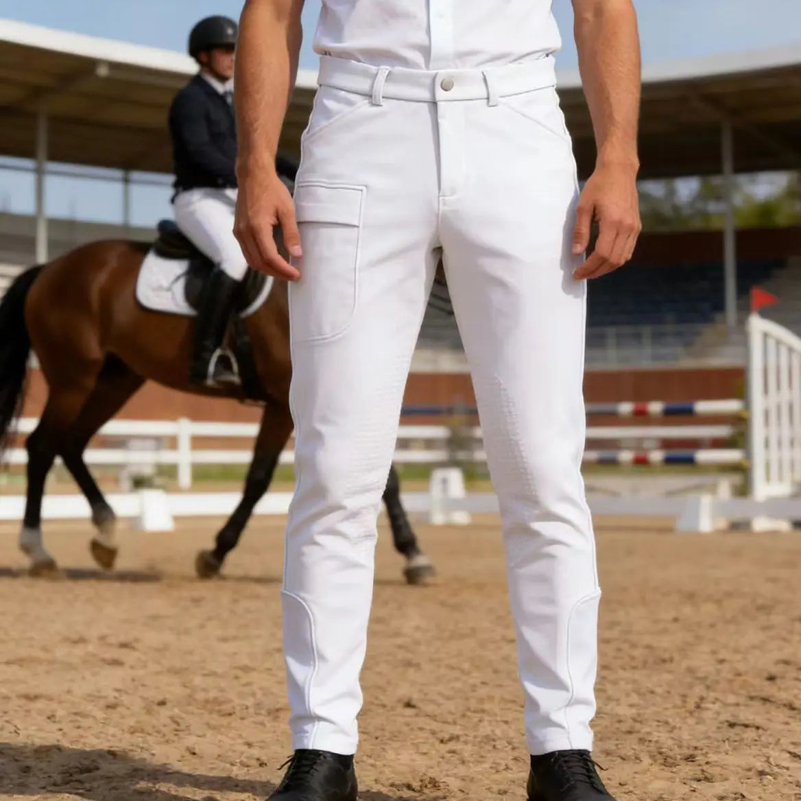 Men’s Silicone Knee Patch Riding Breeches – Breathable, Quick-Dry Equestrian Pants @ ghoddosh.com