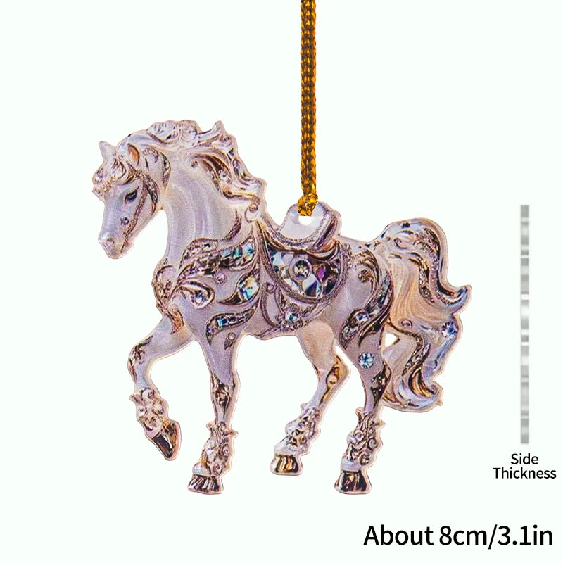 2D Acrylic Horse  Hanging Christmas Tree Ornaments - Ghoddosh.com