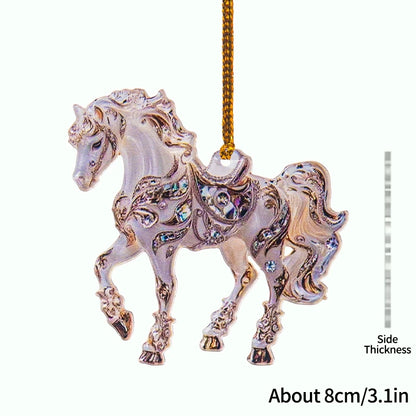 2D Acrylic Horse  Hanging Christmas Tree Ornaments - Ghoddosh.com