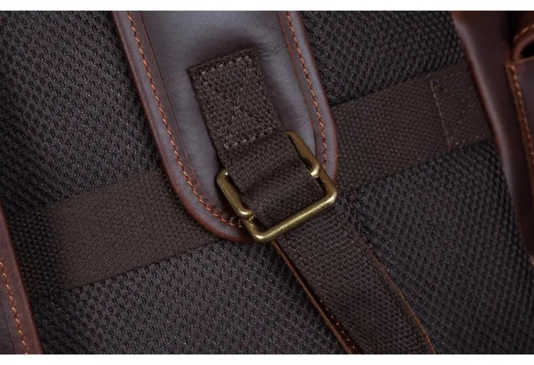 Vintage Horse Genuine Leather Backpack for Men, Large Capacity Travel Daypack, Fits 15-inch Laptop @ ghoddosh.com