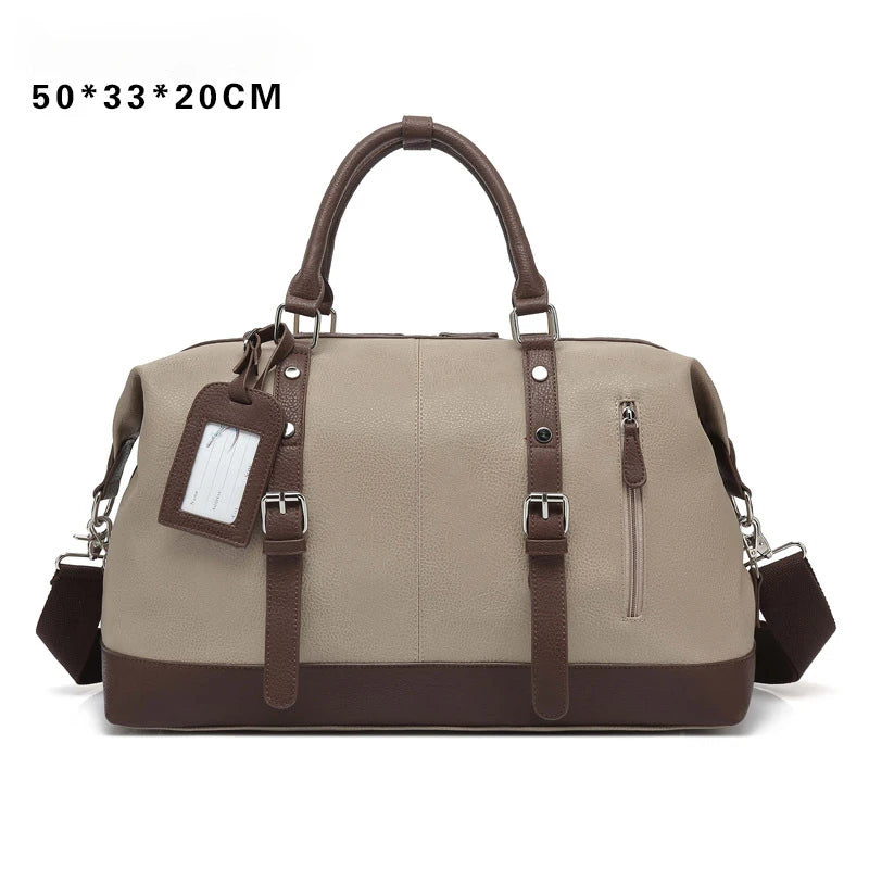 Men PU Leather Outdoor Luggage  Bag Large Capacity Shoulder Equestrian bag . Ghoddosh