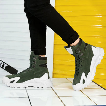  Fashionable and  Comfortable Men's Casual Shoes, High Top , Anti Slip Shoes Short Boots - Ghoddosh