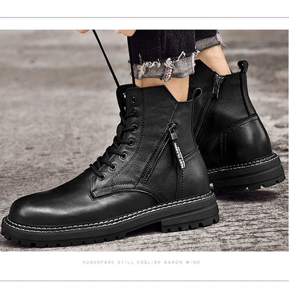 Luxury Men's Winter Boots - Warm Fur Lined Leather Ankle Boots , Waterproof Casual Snow Shoes @ ghoddosh.com