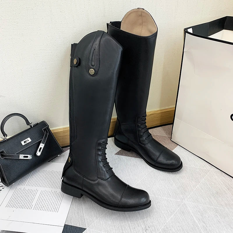Equestrian  Non-Slip - Plush Inside Horse Riding  Leather  Boots  ghoddosh.com