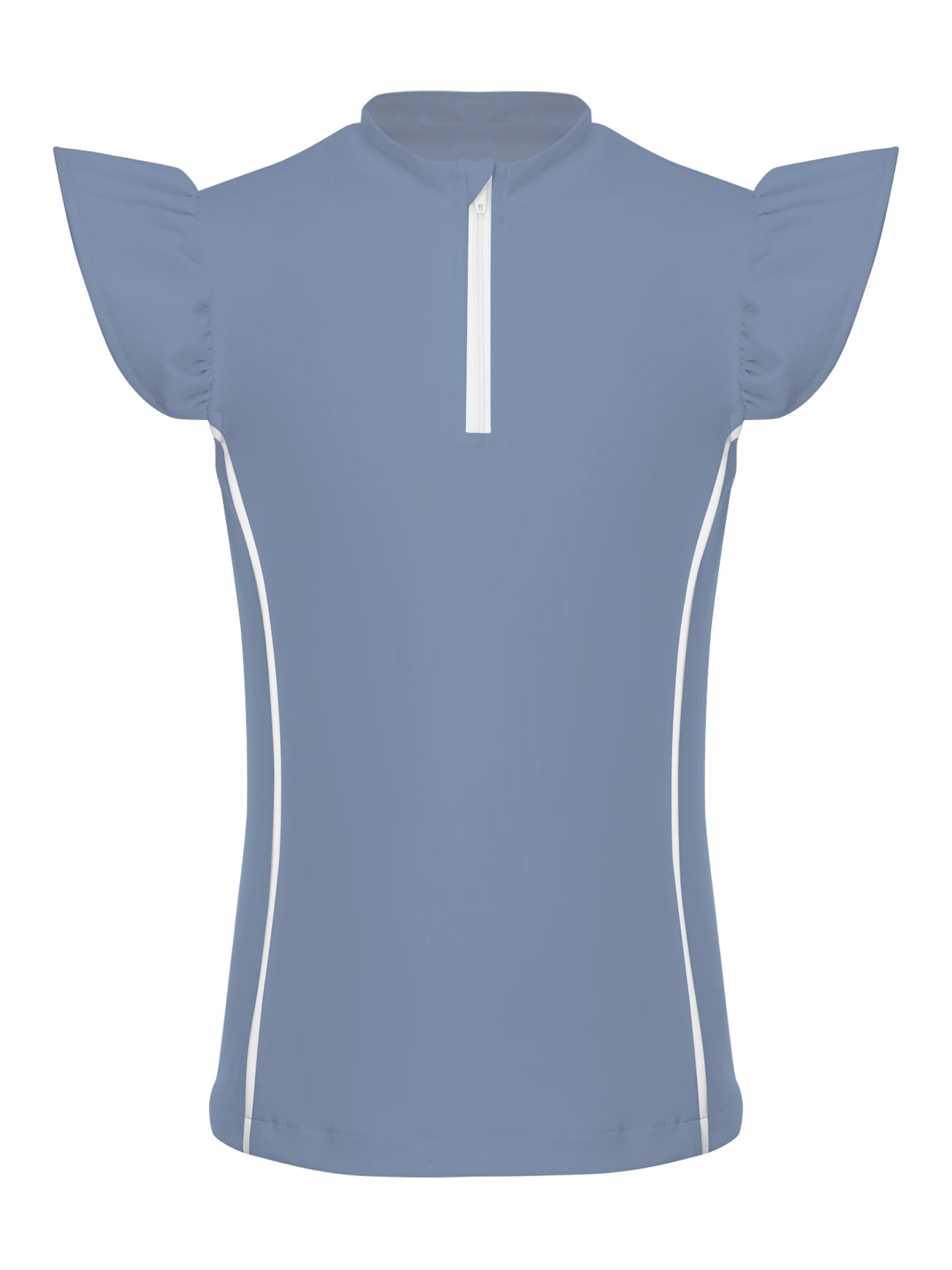 Girls Equestrian Quarter-Zip  Shirt | Kids Ruffled Sleeve Quick-Dry Horse Riding Top @ ghoddosh.com