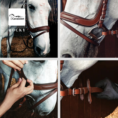 Leather Horse Riding bridle with anti-slip reins
