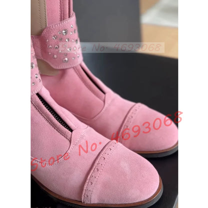 Women's Chunky Med Heel Cow Leather Thigh High Riding Boots