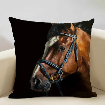  Horse Customized Cushion Cover  45x45cm Linen Pillow Case - Ghoddosh