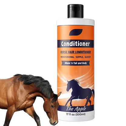 Two bottles  500 ml of horse shampoo and conditioner with orange labels and black horses on a white background.  @ ghoddosh.com