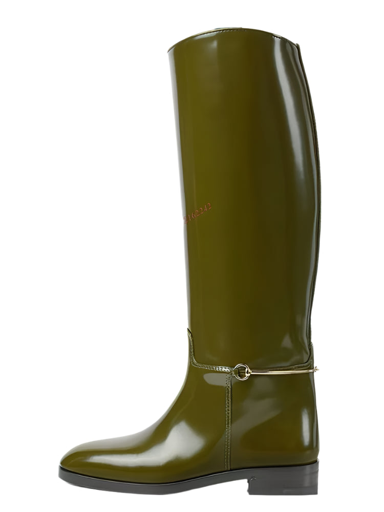 Knee-High “Knight” Winter Riding Boots – Round Toe, Flat Heel Equestrian Style (Multiple Colors)