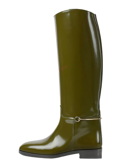 Knee-High “Knight” Winter Riding Boots – Round Toe, Flat Heel Equestrian Style (Multiple Colors)