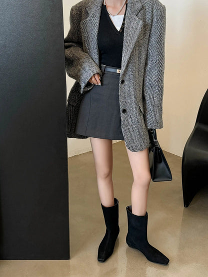 Suede Square Toe Low‑Heel  |  Casual & Modern Ankle Boots - Ghoddosh