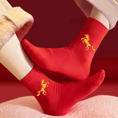 New Year of the Horse Chinese Style  2026 Zodiac Year Red Lucky  Cotton Socks  for Couple Christmas @ghoddosh.com
