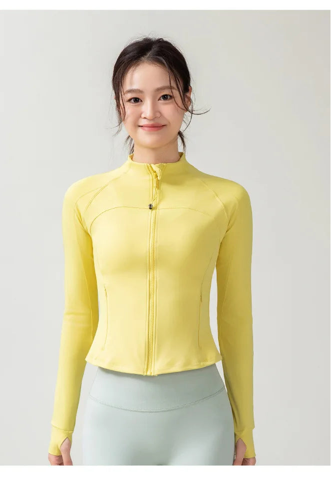 Full Zipper Sports  Women's Shirt -  Slim Long Sleeve  Exercise Sweatshirt @ ghoddosh.com