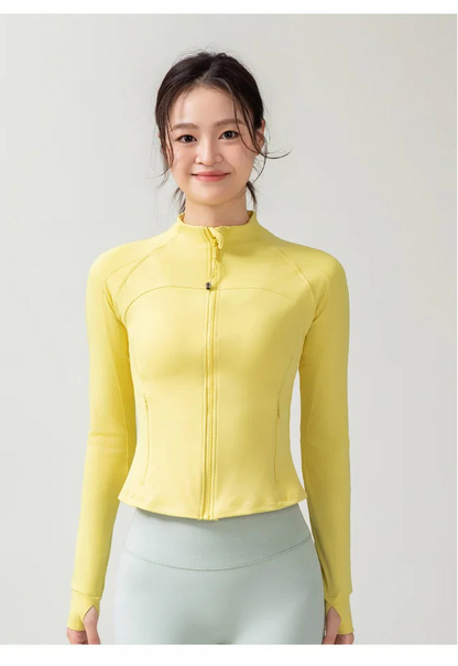 Full Zipper Sports  Women's Shirt -  Slim Long Sleeve  Exercise Sweatshirt @ ghoddosh.com