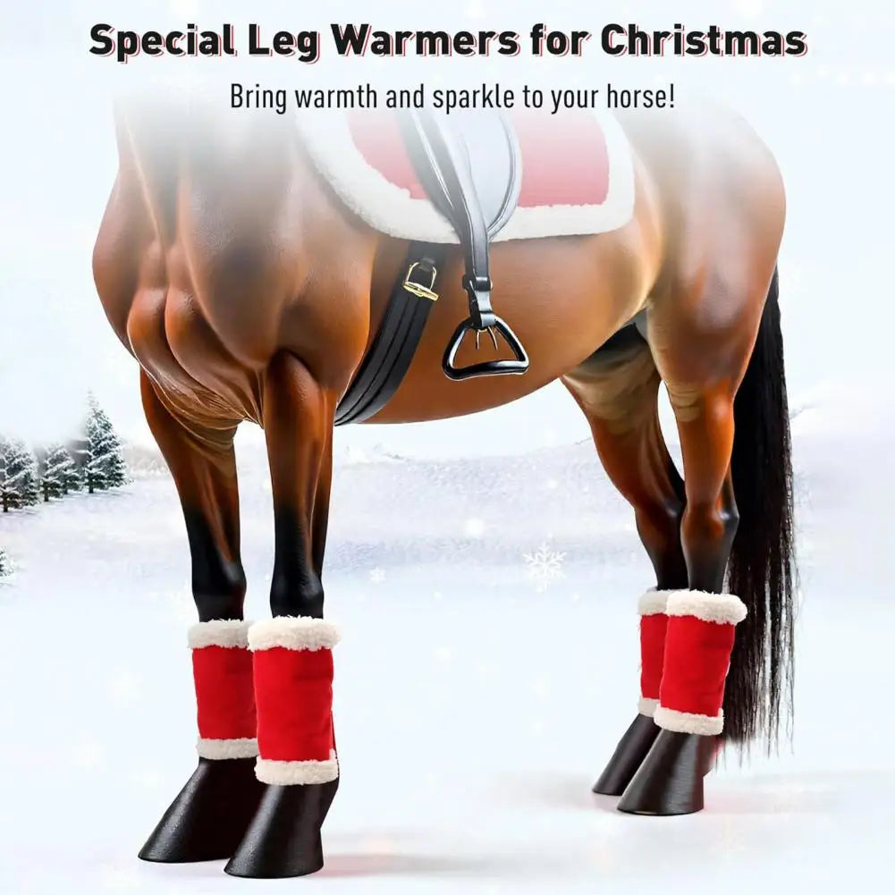 1/4/7 Pcs Horse Christmas Red Costumes  - Santa Hat , Horse Saddle , Pad Leg Wraps Decoration Accessories Xmas Winter Holiday Supplies - ghoddosh.com