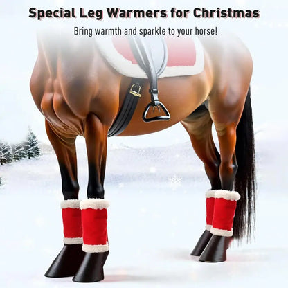 1/4/7 Pcs Horse Christmas Red Costumes  - Santa Hat , Horse Saddle , Pad Leg Wraps Decoration Accessories Xmas Winter Holiday Supplies - ghoddosh.com