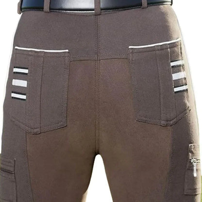 Women's Multi-pocket Diagonal Zipper /  Slimming  Elastic Leisure Equestrian Horse Riding Pant