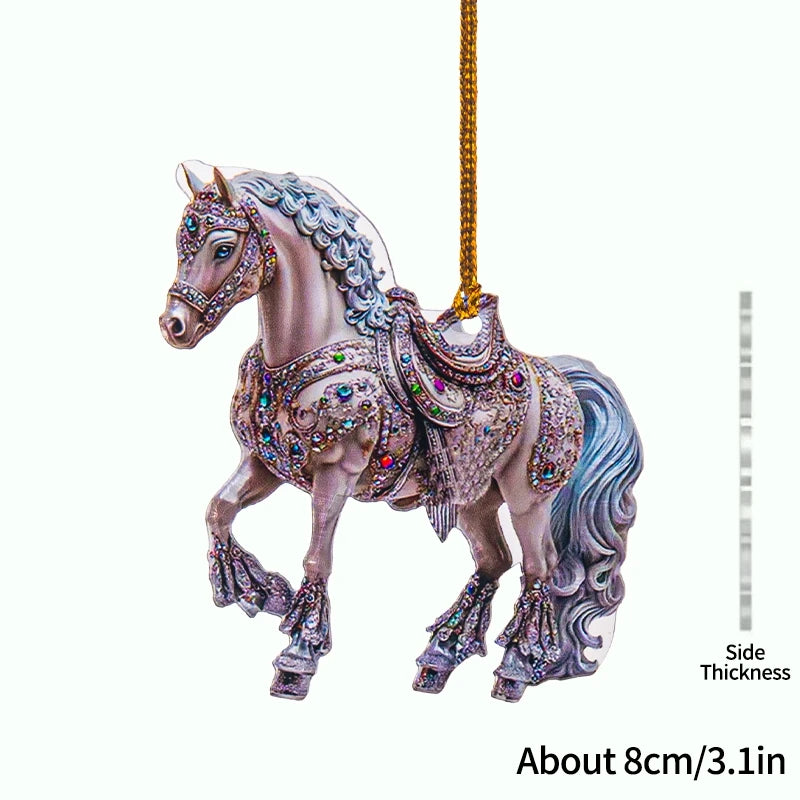 2D Acrylic Horse  Hanging Christmas Tree Ornaments - Ghoddosh.com