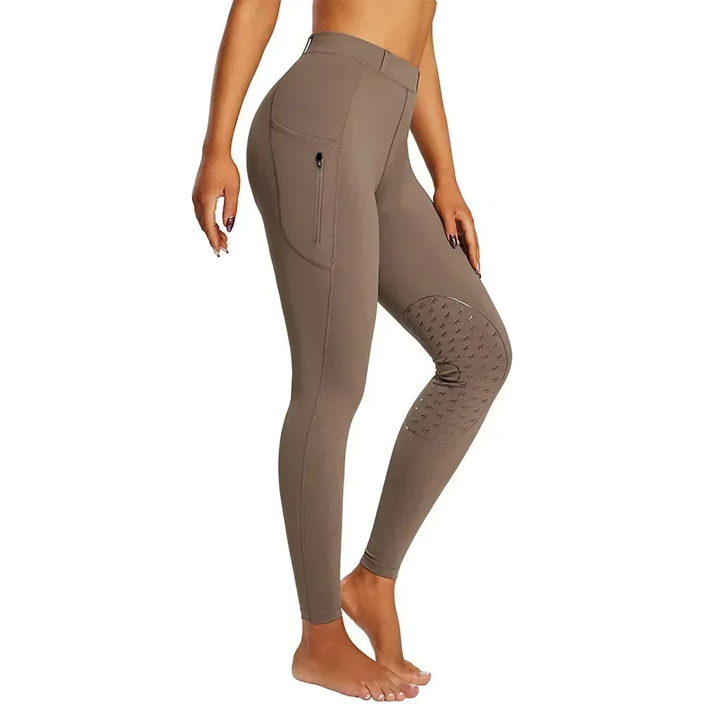 Beige leggings with textured design on a white background .Ghoddosh 
