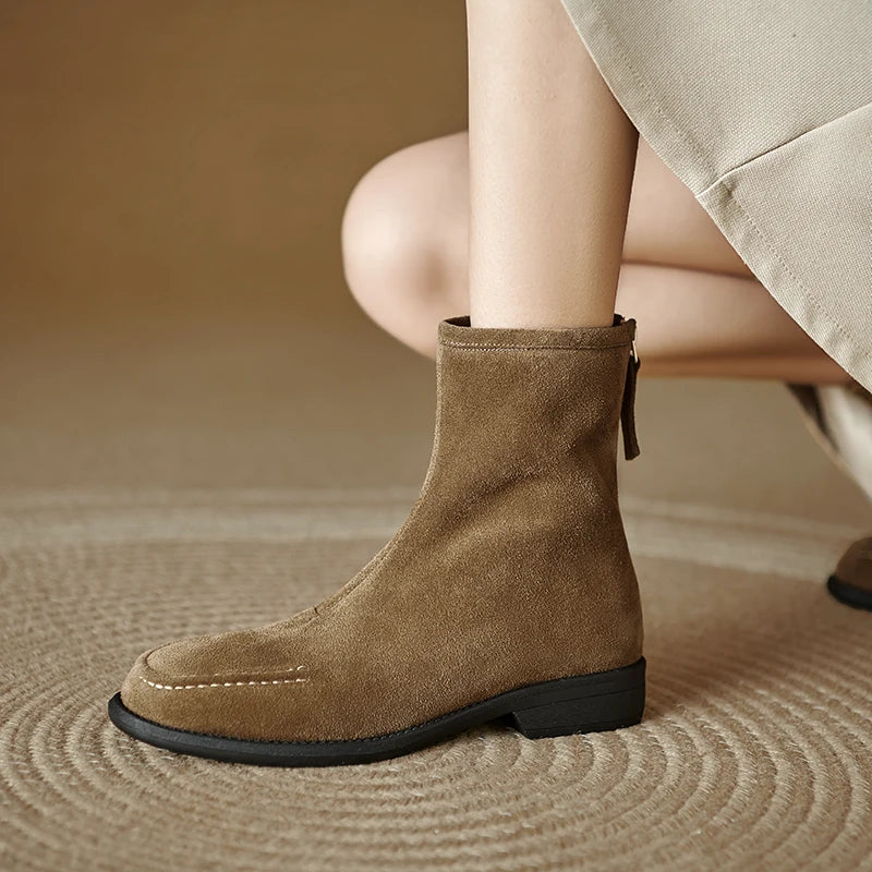 2026  Suede Women  Flat Heels Ankle Boots - ghoddosh.com