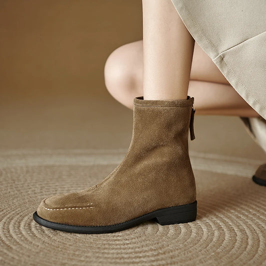 2026  Suede Women  Flat Heels Ankle Boots - ghoddosh.com