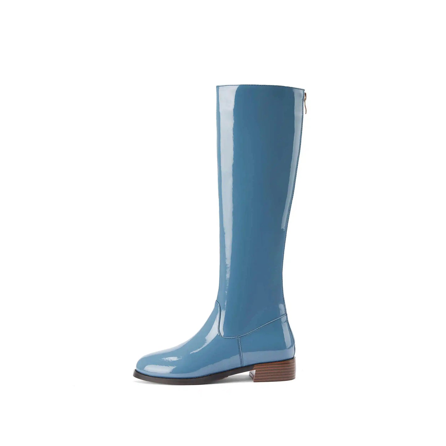 2026 New Arrival  Riding Boots - Cow Patent Leather Round Toe Med Heel Fashion Boots - ghoddosh.com 