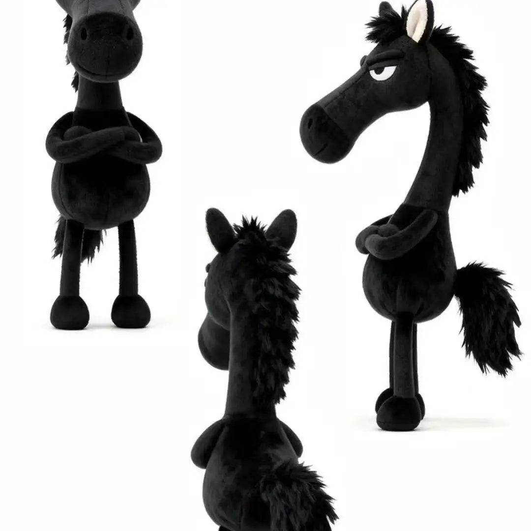 2026 New Black Horse Backpack Ornament / Plush Keychain Back Bag Cartoon Décor @ghoddosh.com